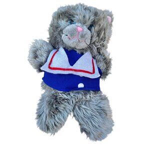Greystone Gray Plush Cat Hand Puppet With Blue Sailor Outfit 12"